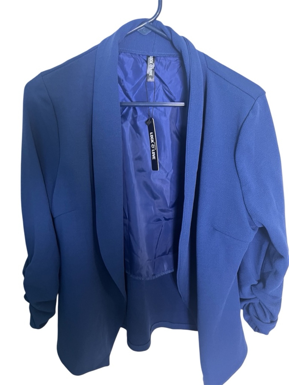 Lock & Love Premium Women's Royal Blue Open Front Blazer Size XL